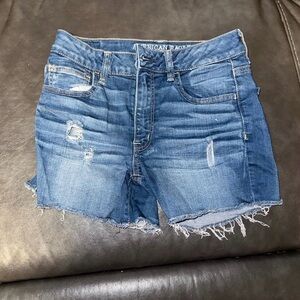American Eagle Outfitters Blue Distressed Jean Shorts
